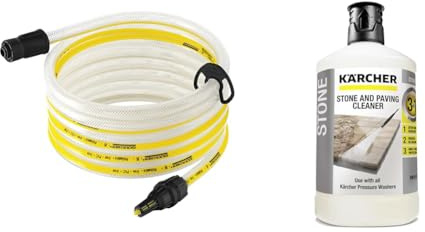 Kärcher 26431000 5 m Suction Hose and Filter for Pressure Washer Accessory, White, Yellow & 62957650 3-in-1 Stone Plug and Clean, Black, Unscented, 1L