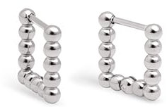 SINGULARU - Pendientes Mila Dots Acero con Acabado Brillante. Aro Cuadrados con Cierre Congo/Click. Joyas para Mujer