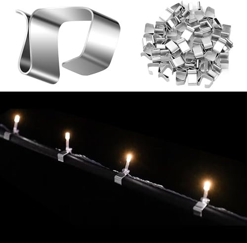 HAOBIN Dachrinnenhaken für Lichterketten Edelstahl Weihnachtslicht Clips Lichterkette Clips Dachrinne Halterung Lichterkette Regenrinne Geeignet für Weihnachtsbeleuchtung,Küchen,Gärten (40pcs)