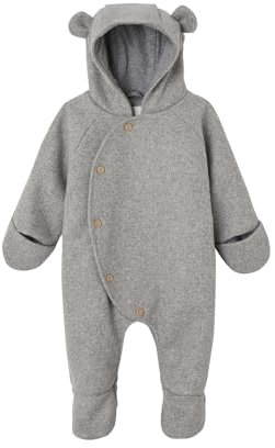 Vertbaudet Baby Ausfahrsack mit Kapuze und Knopfverschluss, mit Recycling-Polyester grau meliert 56