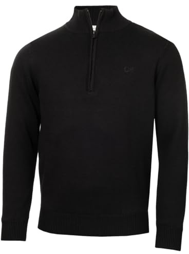 Calvin Klein Mens Lined Chunky Half Zip Sweater - Black/Black - XL