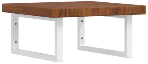 vidaXL Waschtischplatte mit Halterung, Holzplatte Waschtischkonsole Wandmontage, Waschbeckenplatte Wandkonsole Wandregal, Stahl Massivholz Eiche
