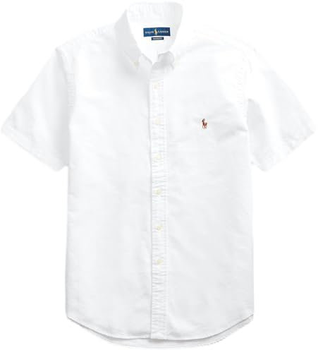 POLO RALPH LAUREN Men's Big and Tall Short Sleeves Classic Fit Oxford Buttondown Shirt, Bsr White., 4XL/Tall