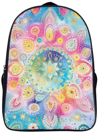 VesFy Mandala 3D Rucksack Set Kinder Kinder Große Buchtaschen Kinder Schulranzen Zurück Zur Schule Geschenke Schultasche 40x28x16cm