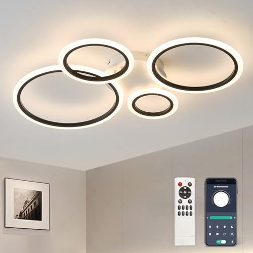 Tetipa LED Deckenleuchte Dimmbar, 40W Deckenlampe LED Wohnzimmerlampe mit Fernbedienung APP Farbwechsel, Moderne Wohnzimmerlampe Dimming Deckenbeleuchtung Schlafzimmerlampe