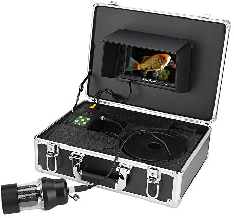 YXFAZPP Portable Fish Finder Camera, HD 1000 TVL Infrared LED Camera, With 7 Inch LCD Monitor, Up To 8 Hours Battery Life, For Ice Lake Sea Boat Kayak Fishing (50M Cable)