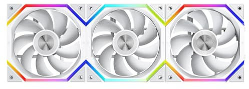 ICOLER SR120 PC Fan 120mm ARGB and PWM Reverse Fan,Axle Core Double Ring CD Pattern Module,Daisy-Chain 5V ARGB120mm Triple Pack,Suitable for Computer Case(White)