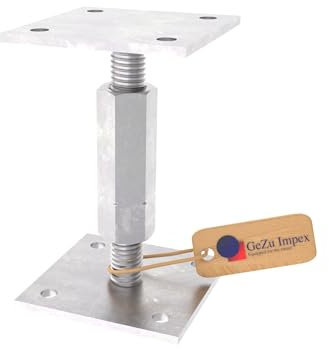 GeZu Impex® Support de poteau Galvanoplastie Lot de 4 100 x 100 mm hauteur reglable platine bois pied poteaux clôture