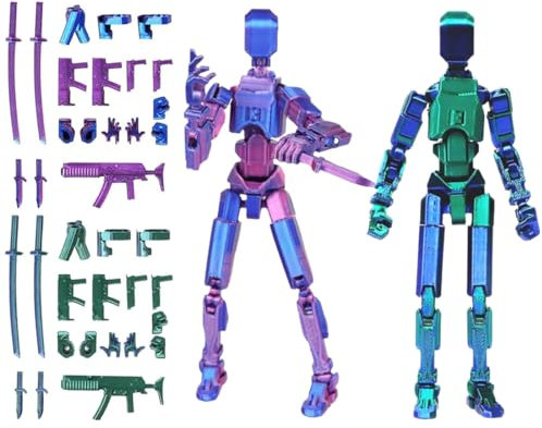 JAWUZ T13 Action Figure Set（Assemblaggio Richiesto）,Hiros 13 Toy Robot Multi-giunto stampato in 3D, Titan 13 Figura d'azione, decorazioni desktop per gli amanti del gioco giocattoli (Verde/Viola)