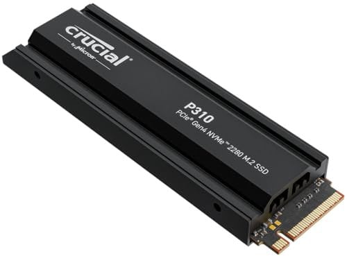 Crucial P310 SSD 4TB PCIe Gen4 NVMe M.2 Interne PS5 SSD Festplatte mit Kühlkörper, bis 7100 MB/s, Gaming für PS5, Desktop PC, SSD Festplatte - CT4000P310SSD5-01