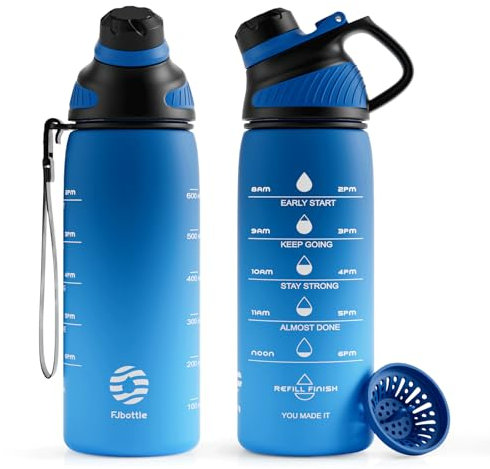 Fjbottle Borraccia sportiva con coperchio magnetico e tacche orarie, 710 ml e 1000 ml, atossica, priva di BPA ed ecologica, in plastica Tritan co-poliestere, senza BPA, per palestra, yoga, attività
