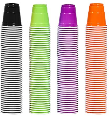 Nereds 120pcs Halloween Party Cups 2oz Black Orange Purple Green Plastic Cup for Halloween Party Activity