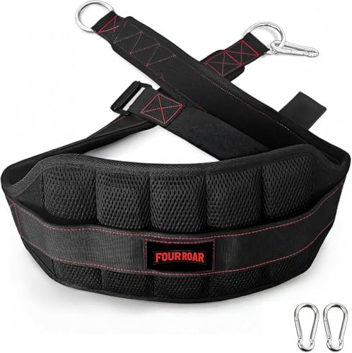 FourRoar Gewichtsgürtel für Zusatzgewicht mit 1 Seil von 100 cm und 2 Karabinern | Klimmzug Gürtel bis zu 250Kg | Gürtel für Gewichte de Einheitsgröße für Alle