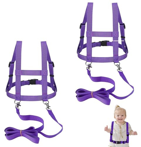 2 Stück Pferdeleine zum Spielen für Kinder,Pferdeleine Kinder,Größenverstellbare Pferdegeschirr,Pferde Longierleine Pferdegeschirr für Jungen und Mädchen Skifahren Rollenspiel Spielen (Lila)