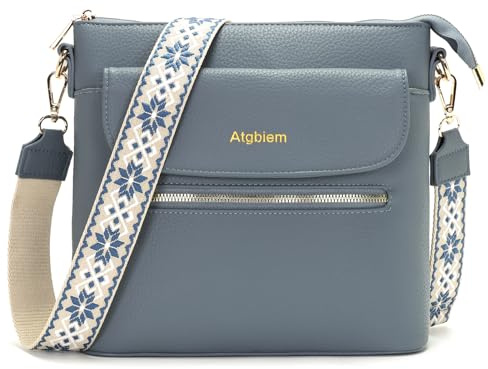 Atgbiem Handtasche Damen Klein Umhängetasche Damen Mittelgroß Tasche Crossbody Bag Damenhandtasche Blau 9 Farben zur Auswahl