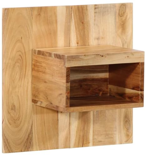 HETFTJN Nachttisch 50x27x50 cm Massiv Akazie, Wand-Nachtkonsole mit natürlicher Maserung, platzsparend & robust für Schlafzimmer, Wohnzimmer, Flur