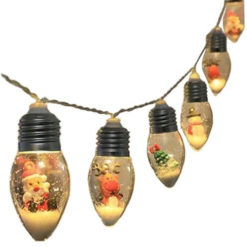 Joygoodta Luces de Navidad vintage, cadena de luces para árbol de Navidad, 20 LED de burbujas de, bombillas de muñeca únicas retro con pilas de 10 pies para decoración navideña en i