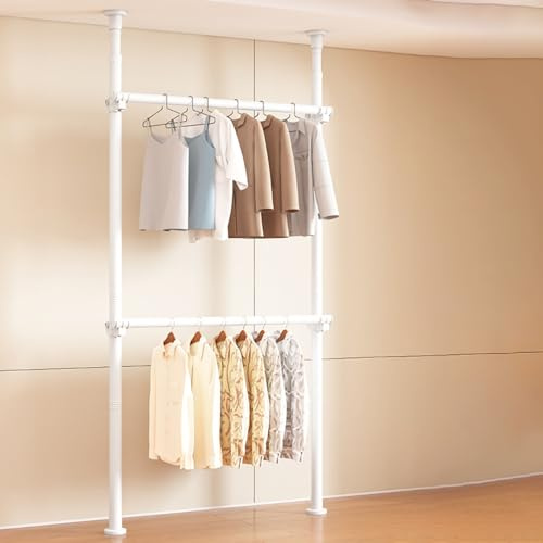 Xalteafe Portant à vêtements télescopique Solide,Penderie Ouverte réglable,Porte-Manteaux Télescopique Barres de Suspension,Penderie Telescopique sans Percage,pour Entrée Couloir Chambre Balcon