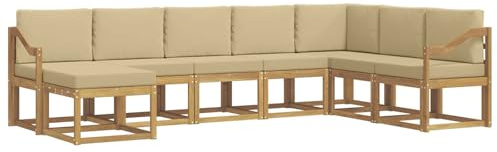 vidaXL Outdoor-Sofagarnitur mit Kissen 8 pcs Weiß und Beige, Moderner Garten Sofa, wetterfeste Eckcouch, Möbel zum Entspannen auf Terrasse, Patio Lounge und Komfortset