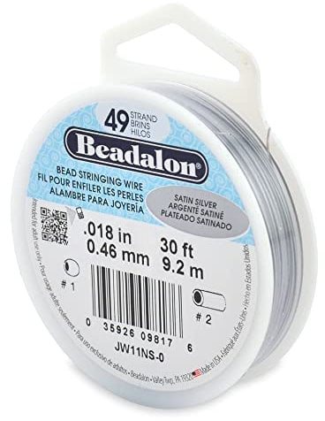 Beadalon 0.46 mm Diameter 9.2 m Reel 49 Strand Wire, Satin Silver