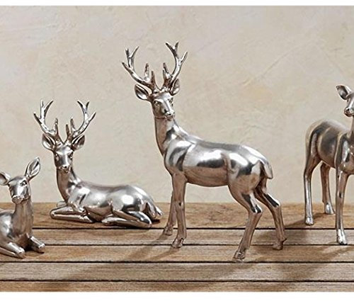 REH oder Hirsch Kunstharz liegend Silber Tischdeko Weihnachten Stück