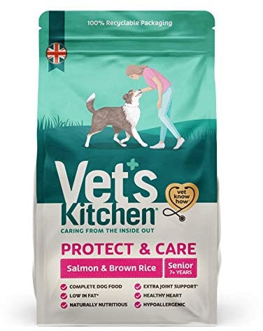 Vet's Kitchen Dry Dog Food Senior Salmon & Brown Rice Protect & Care 3kg