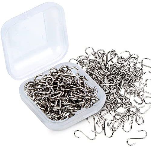 100 Pièces 0,55 Pouce Mini S Crochets Connecteurs Crochet en Forme de S avec Boîte de Rangement pour Bricolage, Bijoux Suspendus, Porte-Clés, Étiquettes