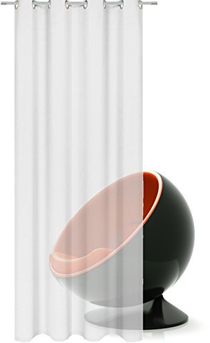 JEMIDI Vorhang halbtransparent 140x245cm - Gardine mit Ösen Anbringung - Ösenschal Dekoschal 100% Polyester lang für Wohnzimmer Schlafzimmer