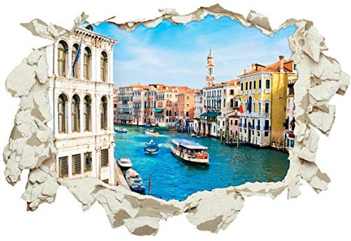 Unified Distribution Venedig, Italien - Wandtattoo mit 3D Effekt, Aufkleber für Wände und Türen Größe: 92x61 cm, Stil: Durchbruch