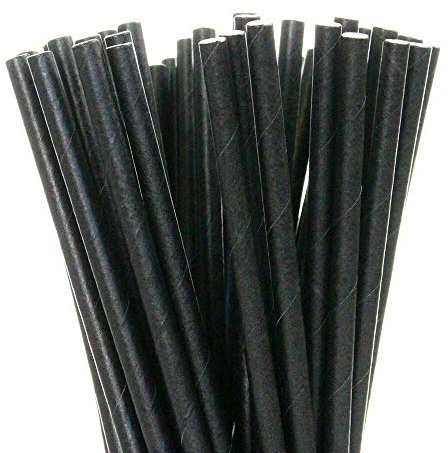 250 x Black Paper Drinking Straws Biodegradable Eco 8 (20cm) Approx