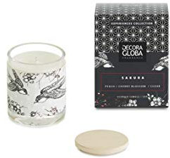 DECORAGLOBA - Vela Aromática en Vaso de Cristal - Fragancia SAKURA - Aroma a cerezos en flor - Colección Japón Experience - 50 Horas de Quemado (220gr)
