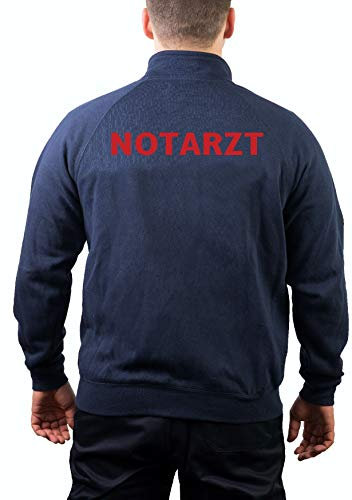 FEUER1 Sweatjacke Navy, Notarzt in rot L
