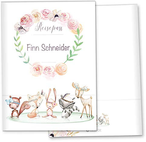 OLGS Reisepass Hülle Cute Boho Freunde - Personalisierbare Ausweishülle für Weltenbummler, einzigartiges Reiseaccessoire