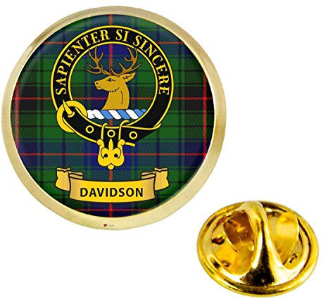 Davidson Clan Ecossais Crête Revers Épingle Badge en Couleur Or Produit d'Ecosse