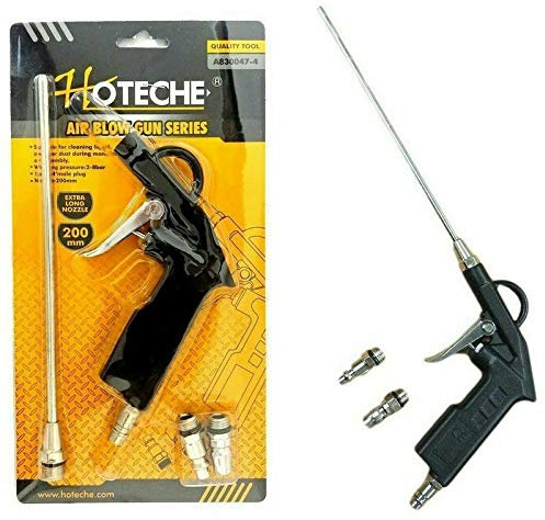 PISTOLA PER COMPRESSORE SOFFIAGGIO ARIA CON ACCESSORI BECCUCCIO LUNGO 200mm