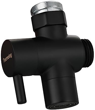 Tecmolog Brass Faucet Diverter Valve With Aerator and M22 to M24 Male Threaded Adapter, Black 3 Way Sink Splitter, SBA021CB