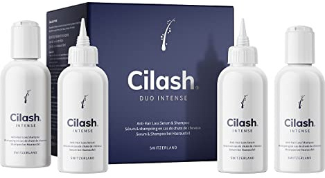 Cilash DUO INTENSE (Serum und Shampoo) - Cilash Intensivbehandlungsbox bei Haarausfall für 2 Monate (2 Seren à 90ml & 2 Shampoo à 100ml) – gezielte Behandlung dank Prohairin-beta4 Peptide