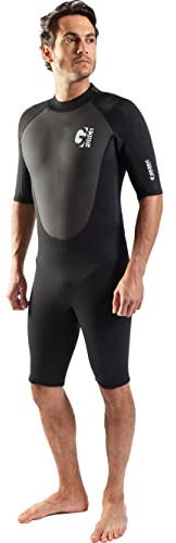 Gul Mens G-Force 3mm Back Zip Shorty Wetsuit - Black - Easy Stretch - 80% D-Flex panels for durability