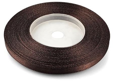 Netuno 1x Satinband Dunkelbraun 6 mm x 32 m Schleifenbänder bunt Geschenkbänder farbig Dekobänder Stoff Geschenk Schleife Satinrolle Polyester Soffbänder Schmuck Bänder farbig silk ribbon
