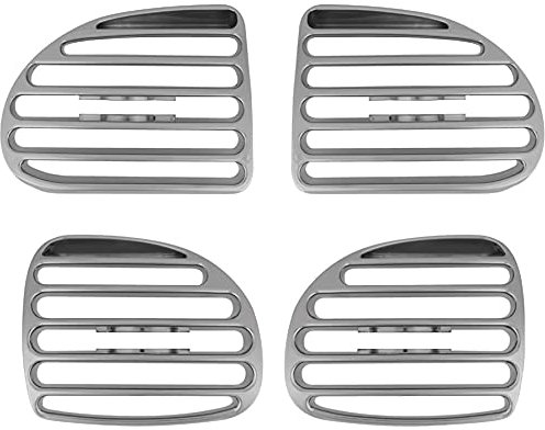 Ensemble des 4 grilles chromées d'aérateurs de tableau de bord des PEUGEOT 206 tous modèles. Sorties de ventilation intérieure.