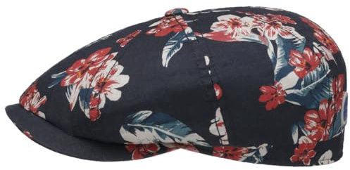Stetson Hatteras Flowlin Flatcap - Gemusterte Mütze aus Leinen - Geblümt Mehrfarbig - Sommermütze mit tropischem Muster - Damen & Herren - Frühjahr/Sommer dunkelblau L (58-59 cm)