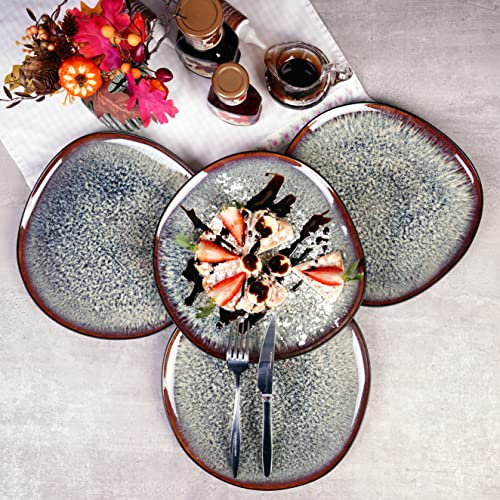 Karaca Noir Galactic Reactive Assiettes à dessert, Lot de 4, Moderne, Stylé, Extraordinaire, Vaisselle Réactive, Unique, Sain, Naturel, Auto-texturé, Forme Organique