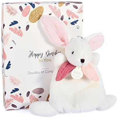 Doudou et Compagnie - Mini Kuscheltier Hase – Happy Boho – Rosa – 17 cm – Happy Kuscheltier – DC3882