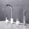 SXLSZ Wannenrandarmatur 4-Loch Badewannen-Armatur HEI?es und Kaltes Wasser Badezimmer Armatur Set mit Handbrause Bifunktional Wannenrand Badewanne Armatur Set,Chrom+Wei?