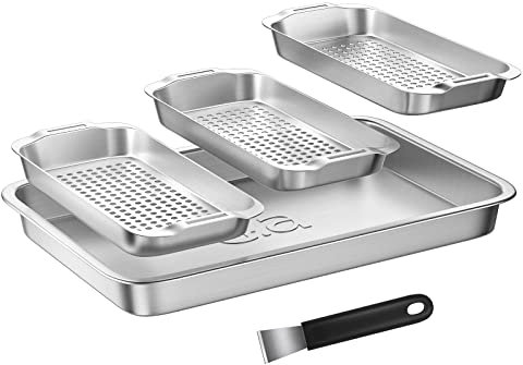 5 Stück Grillkörbe für Outdoor-Grill, 27,9 x 41,9 cm, robuster Edelstahl-Gemüse-Grillkorb, Grillzubehör für alle Grills und Raucher – Grillgeschenke für Männer
