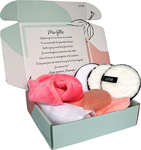Geschenkset für Damen, Schönheitspflege, Spa, zum Verschenken Ihrer Tochter mit persönlicher Botschaft, Make-up-Abzieher-Set 7 Produkte, originelles Geschenk für Geburtstag, Weihnachten, Muttertag