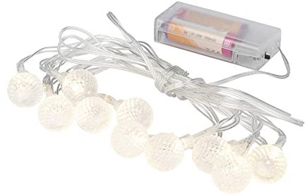 Ideen mit Herz 10er Lichterkette | LED | warmweiß | inkl. Timer-Funktion | batteriebetrieben | für innen | 3,05 m lang (Relief-Kugeln | klar)