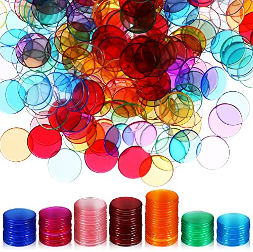 STOBOK 300pezzi Gettoni Rotondi in Plastica Per Bingo Accessori Per Giochi Di Carte Multi-colori Design Trasparente Bordi Smussati Materiale Durevole Per Insegnamento e Intrattenimento