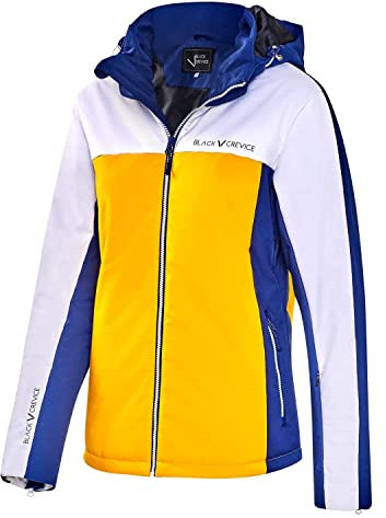 Black Crevice Damen Skijacke, 10.000mm Wassersäule, atmungsaktiv, blau/gelb, 42