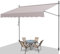 Vigevee Klemmmarkise Balkon mit Handkurbel, 250x120cm Balkonmarkise ohne Bohren, Markise UV-beständig, Wasserabweisend, Höhenverstellbar Terrassenüberdachung, Beige